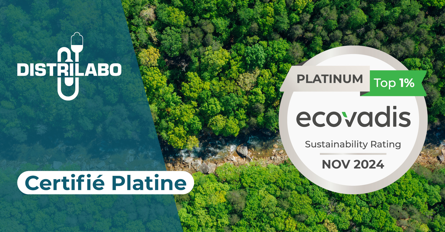 Distrilabo est fier d'obtenir la médaille de Platine EcoVadis, pour la deuxième année consécutive. Une reconnaissance qui souligne notre engagement fort et durable en matière de responsabilité sociétale des entreprises (RSE).